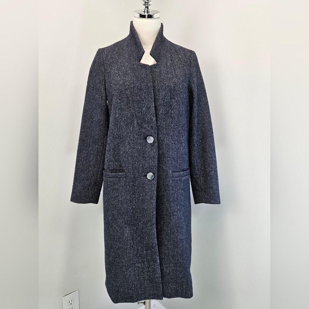 Old Navy Overcoat Xsmall Herringbone Pockets Topcoat Button‎ Closure